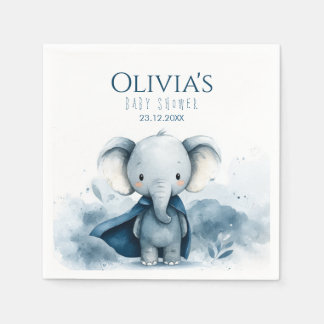 Serviette En Papier Papier Baby shower bleu superhero éléphant Napkin