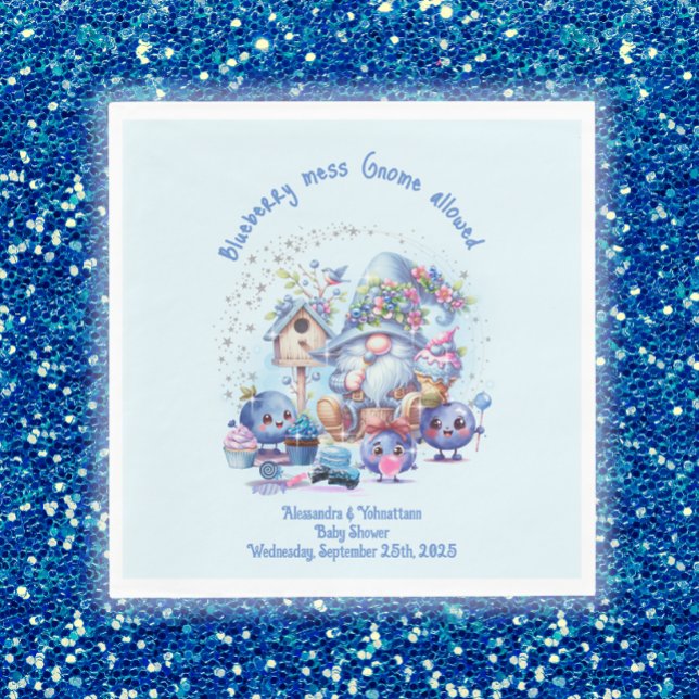 Serviette En Papier Papier Baby shower Blueberry et Gnomes Napkin (Créateur téléchargé)