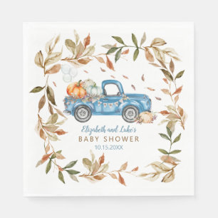 Serviette En Papier Papier Baby shower Citrouille bleu 