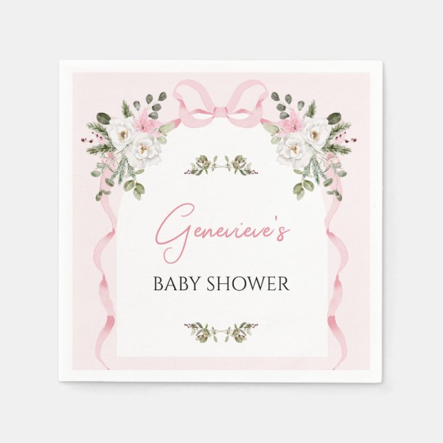 Serviette En Papier Papier Baby shower Croquette Rose Bow Arche (Devant)