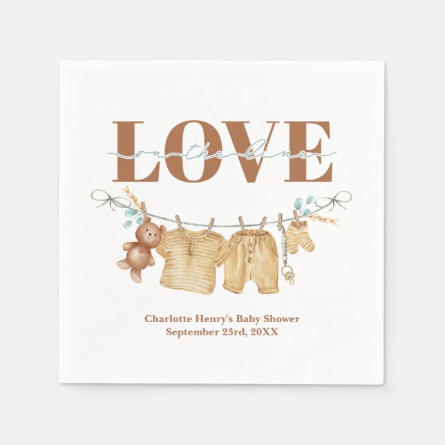 Serviette En Papier Papier Baby shower de ligne (Devant)