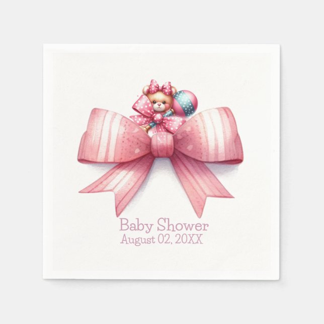 Serviette En Papier Papier Baby shower de vaches roses (Devant)
