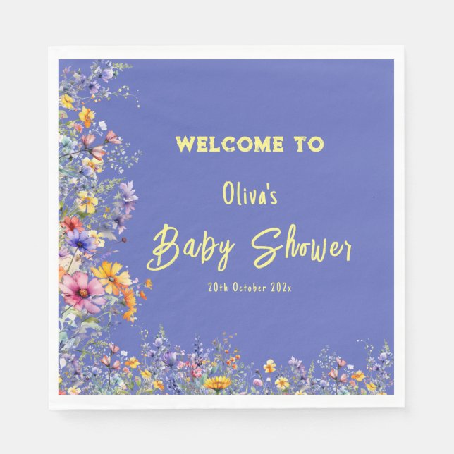 Serviette En Papier Papier Baby shower fleur sauvage (Devant)