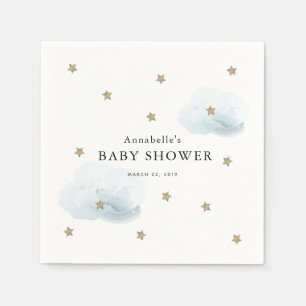 Serviette En Papier Papier Baby shower Gold Stars & Nuages