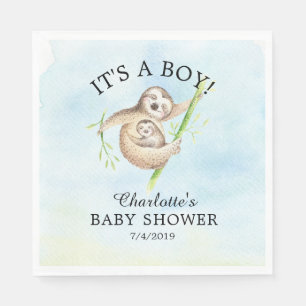 Serviette En Papier Papier Baby shower joli Sloth Boy