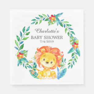 Serviette En Papier Papier Baby shower Lion Jungle