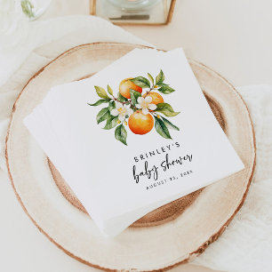 Serviette En Papier Papier Baby shower Little Cutie Napkins Orange