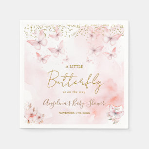 Serviette En Papier Papier Baby shower papillon rose
