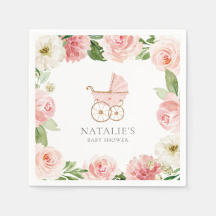 Serviette En Papier Papier Baby shower rose floral