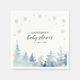 Serviette En Papier Papier Baby shower Silver Winter Wonderland Napkin