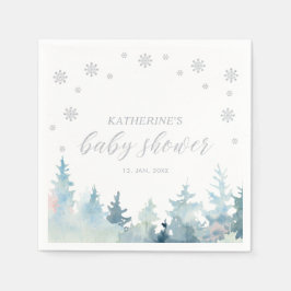 Serviette En Papier Papier Baby shower Silver Winter Wonderland Napkin