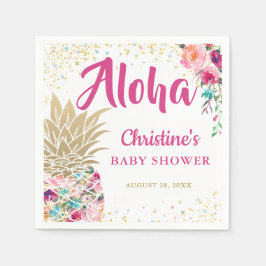 Serviette En Papier Papier Baby shower Tropical Pink Gold