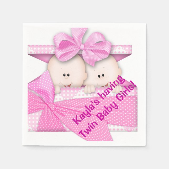 Serviette En Papier Papier Baby shower Twin Girl (Devant)