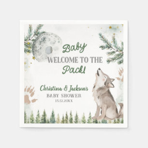 Serviette En Papier Papier Baby shower Wolf Forest