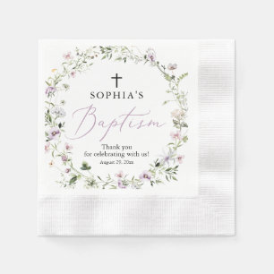 Serviette En Papier Papier Baptême Fleur sauvage violet Napkin