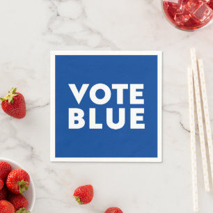 Serviette En Papier Papier blanc bleu bleu "Votez bleu"