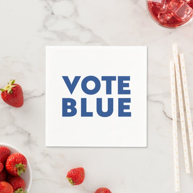Serviette En Papier Papier blanc bleu bleu "Votez bleu" (En situation)