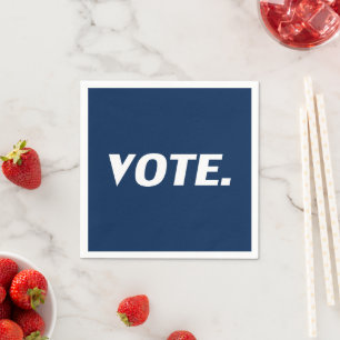 Serviette En Papier Papier blanc bleu marine "Vote"