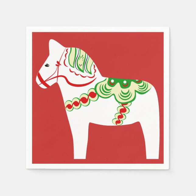 Serviette En Papier Papier blanc Dala Horse (Devant)