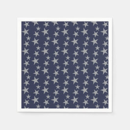 Serviette En Papier Papier bleu et argenté Stars