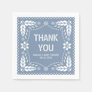 Serviette En Papier Papier bleu foncé picado Merci bébé garçon Douche