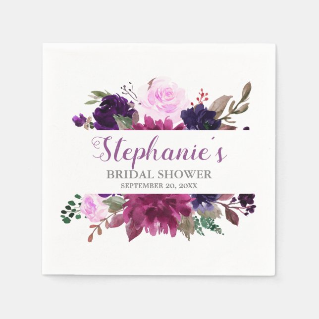 Serviette En Papier Papier Boho Floral Lavande violette Napkin (Devant)