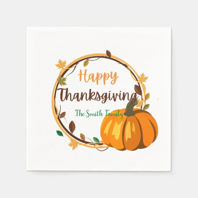 Serviette En Papier Papier bon thanksgiving couronne Napkin (Devant)