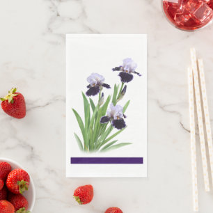 Serviette En Papier Papier botanique fleuri Iris Trio violet