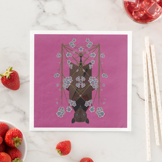 Serviette En Papier Papier Boysenberry Fox volante (En situation)