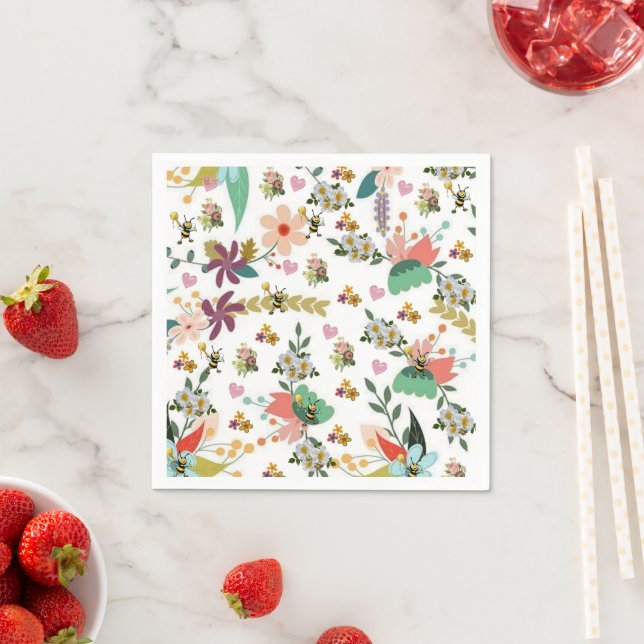 Serviette En Papier Papier, Bumblebee florale (En situation)