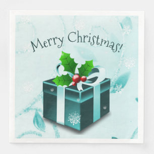 Serviette En Papier Papier cadeau de Noël turquoise Napkin