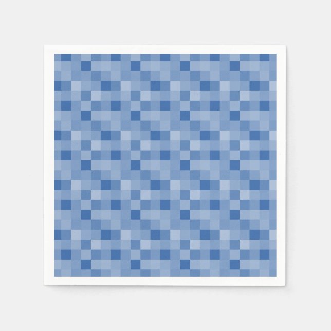 Serviette En Papier Papier carré motif en pixel bleu (Devant)