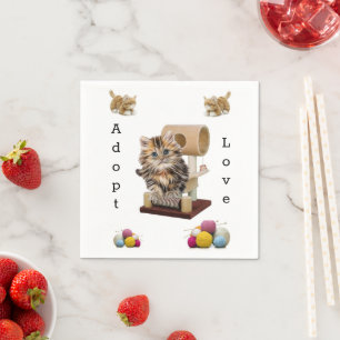 Serviette En Papier Papier, Chat Kitten Condo Adopter l'amour
