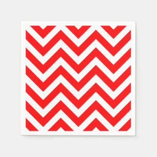 Serviette En Papier Papier Chevron Grandes Dimensions Rouge et Blanc