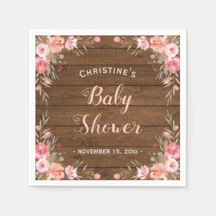 Serviette En Papier Papier chic de baby shower de pays floral rustique