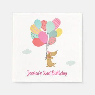 Serviette En Papier Papier Chien Puppy serviettes Ballons Pawty Fille 