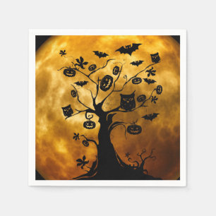 Serviette En Papier Papier Citrouille, chauve-souris et hibou Hallowee
