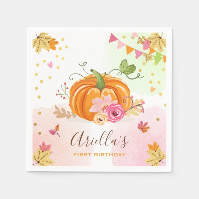 Serviette En Papier Papier citrouille Napkin automne Anniversaire fill (Devant)