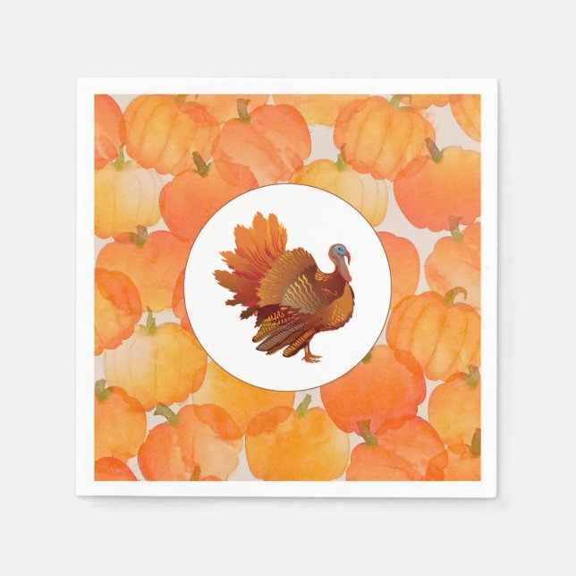 Serviette En Papier Papier Citrouille Thanksgiving Napkin (Devant)