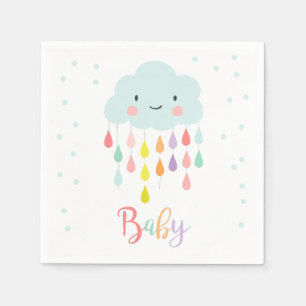 Serviette En Papier Papier Cloud Napkin Baby sprinkle Raindrops Douche