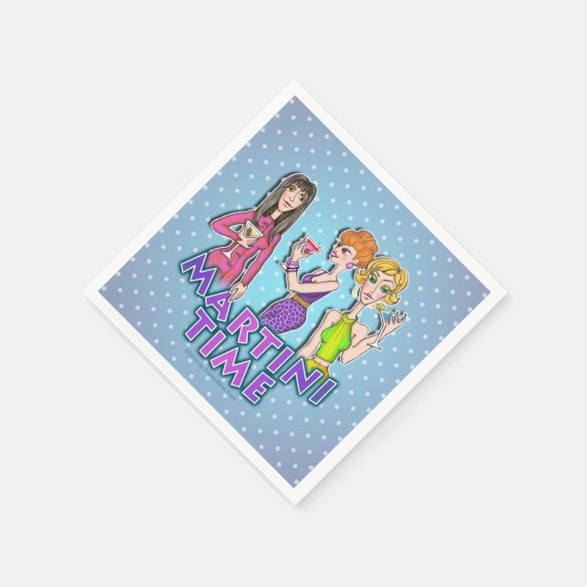 SERVIETTE EN PAPIER PAPIER COCKTAIL NAPKINS - 3 MARTINI DIVAS (Coin)