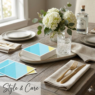 Serviette En Papier Papier Cocktail Standard Rayure Bleue Personnalisé