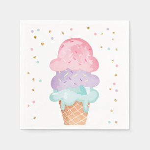 Serviette En Papier Papier Confetti Crème de glace à la menthe rose 