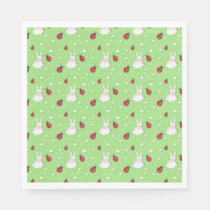 Serviette En Papier Papier coupé Motif Bunny et Ladybugs de Pâques