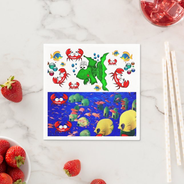 Serviette En Papier Papier, Crabe de poisson Océan (En situation)