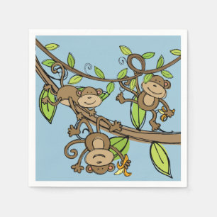 Serviette En Papier Papier d'anniversaire des singes pivotants
