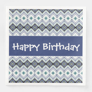Serviette En Papier Papier d'anniversaire en bleu et Turquoise