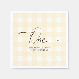Serviette En Papier Papier d'anniversaire En vichy jaune Napkin