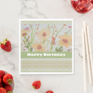 Serviette En Papier Papier d'anniversaire joliment fleuri