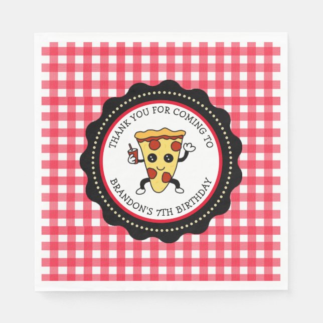 Serviette En Papier Papier d'anniversaire personnalisé de fête de pizz (Devant)